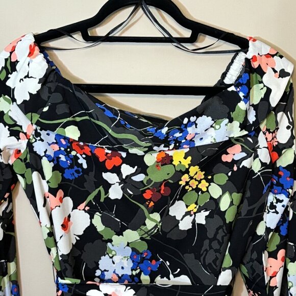 Banana Republic Off the Shoulder Floral Dress Black Women's Size S - Picture 14 of 15